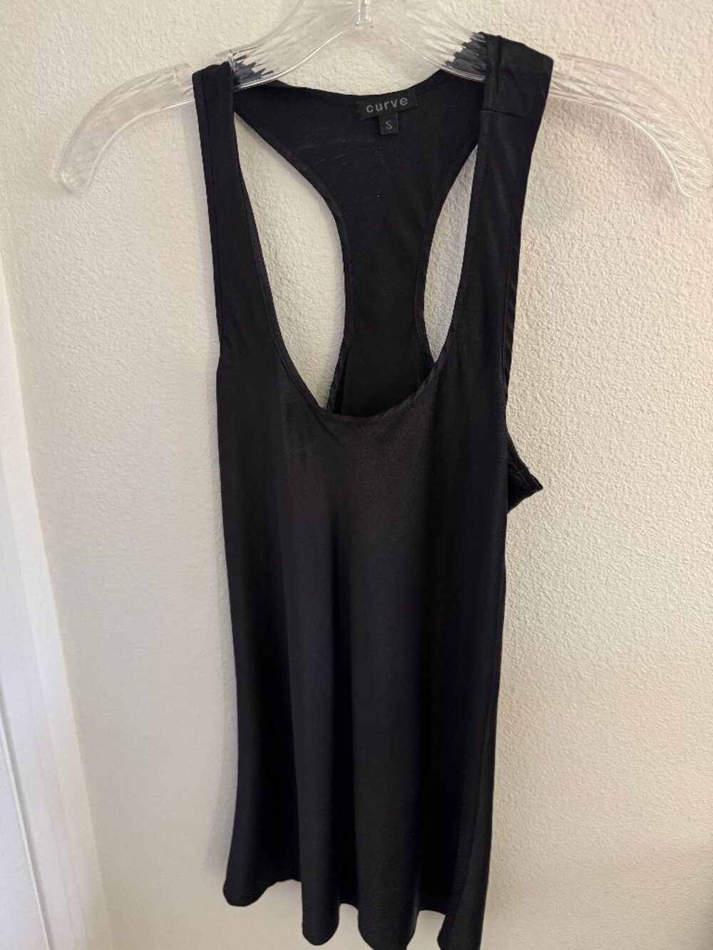 Curve Black Silk Racerback Long Tank Top; Size S